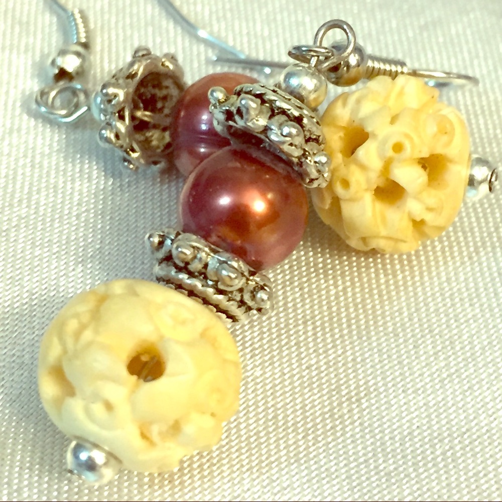Cinnamon and Bone Earrings